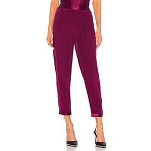 Fleur Du Mal Bordeaux High Waist Dressy Satin Crepe Silk Tuxedo Pants Size 8